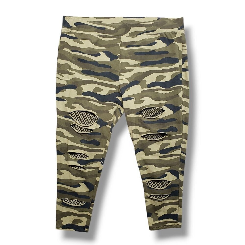 Torrid Full Length Signature Waist Split Legging Womens 4X Brushed Camo Green